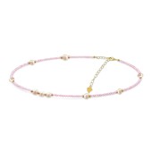 Colier argint placat cu aur galben cu cristale roz si perle DiAmanti CN093NY-AS